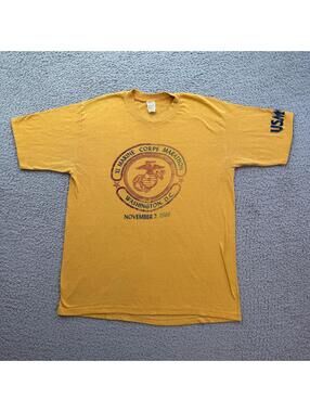 Vintage 1986 Marine Corps Marathon T Shirt Velva Sheen USA Single Stitch USMC L